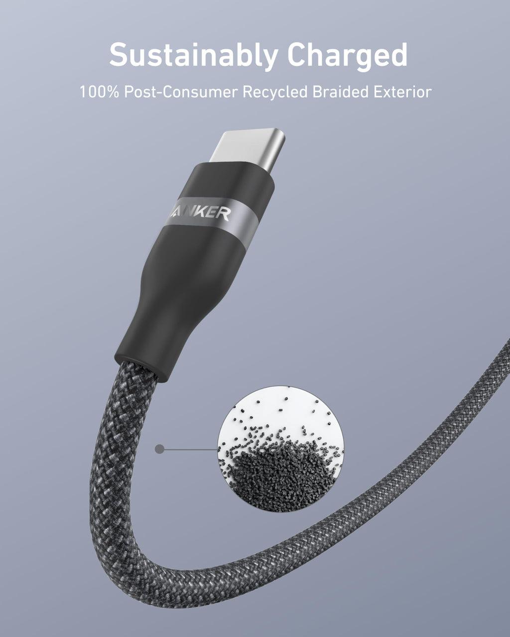 Câble Anker USB-A vers USB-C (0,9 m / 1,8 m, tressé recyclé)