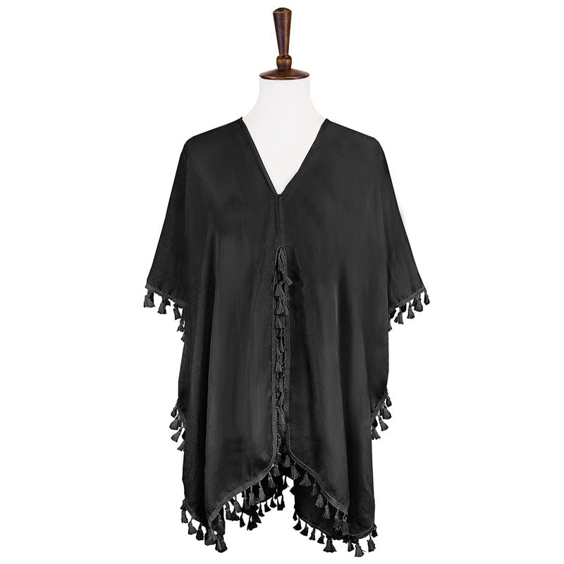 Tassel Trimmed Solid Cover Up