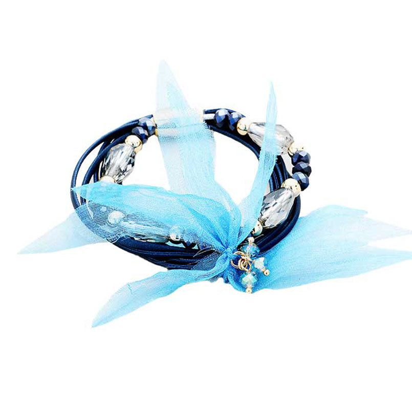 Multi Strand Cord Beaded Mesh Flower Magnetic Bracelet