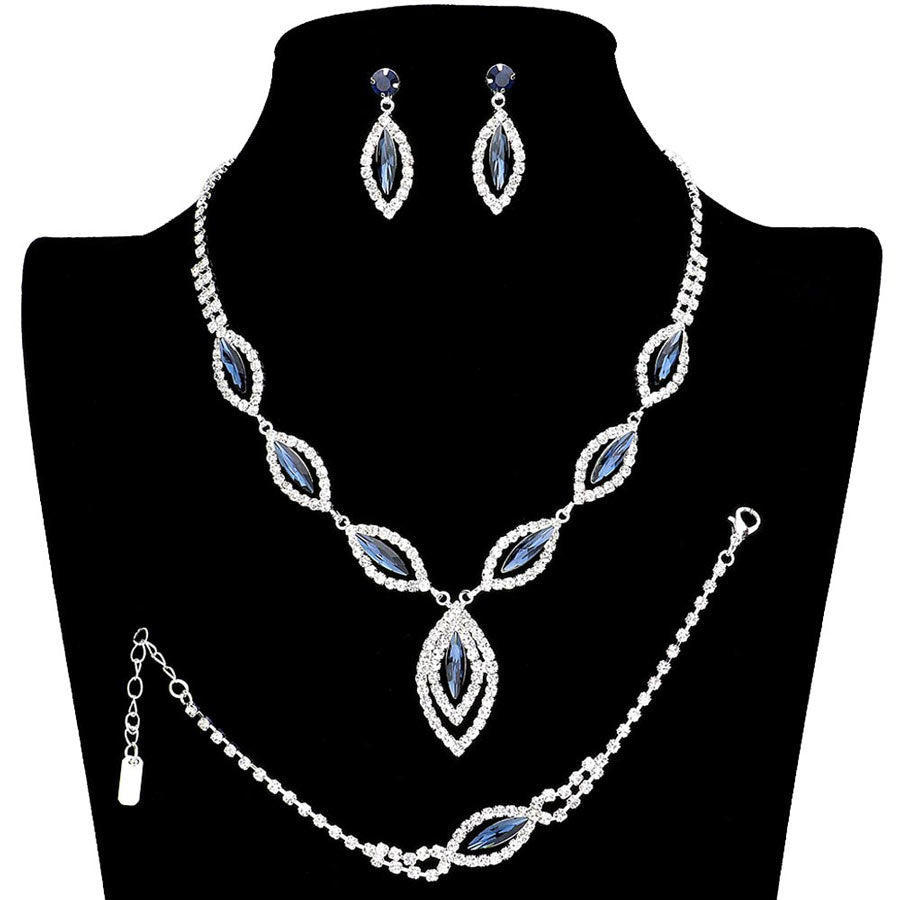 Marquise Rhinestone Necklace Jewelry Set