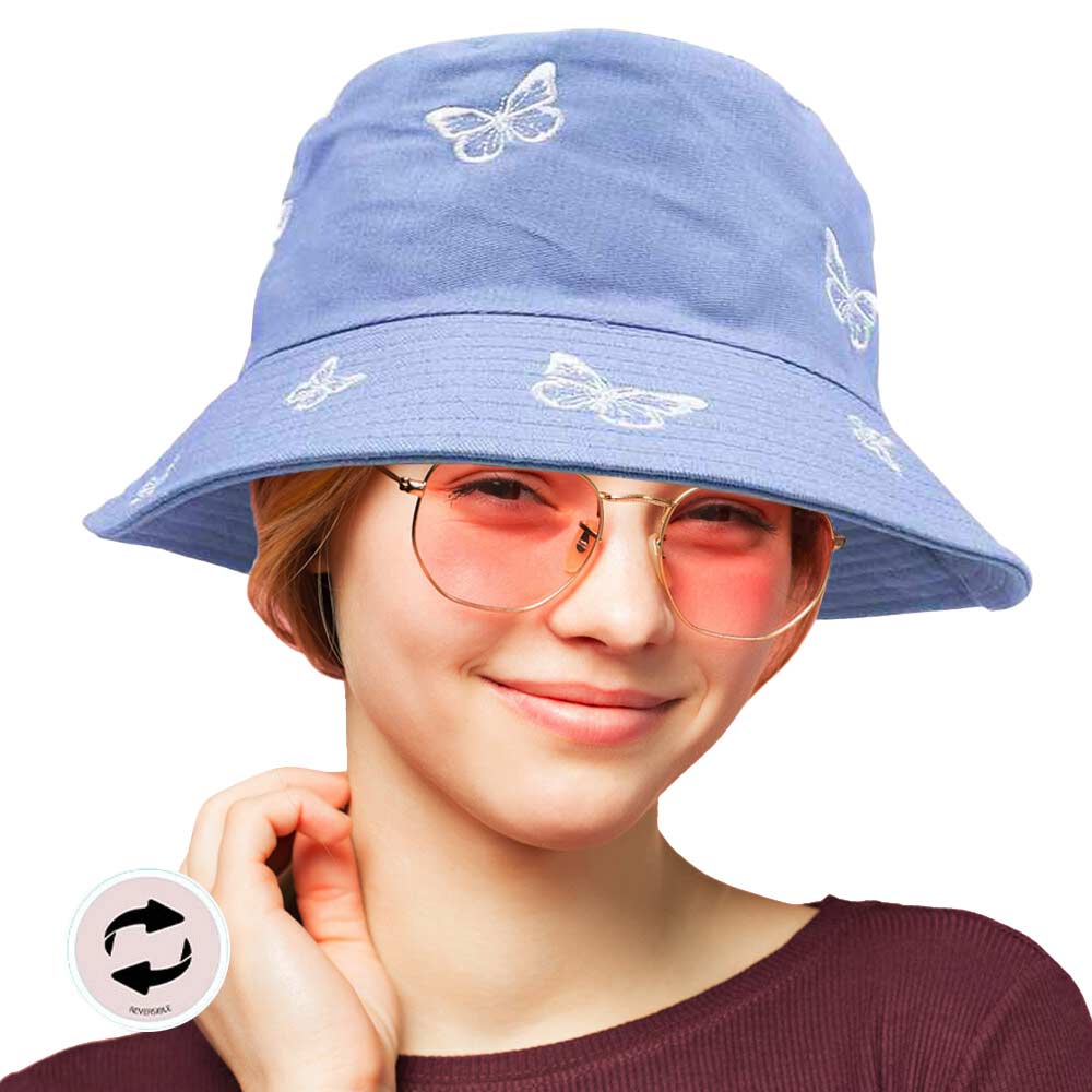 Reversible Butterfly Pattern Bucket Hat
