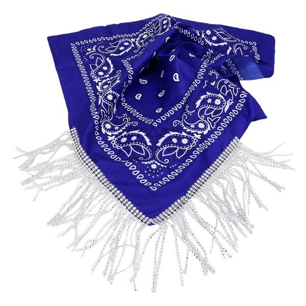 Women's Rhinestone Like Fringe Cowgirl Bandana Scarf