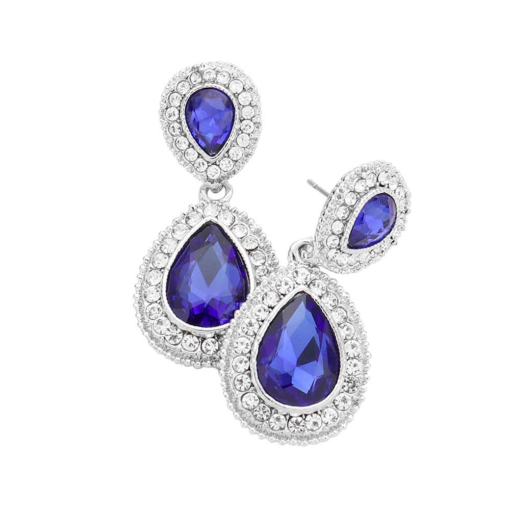 Women's Rhinestone Trim Teardrop Evening Dangle Earrings