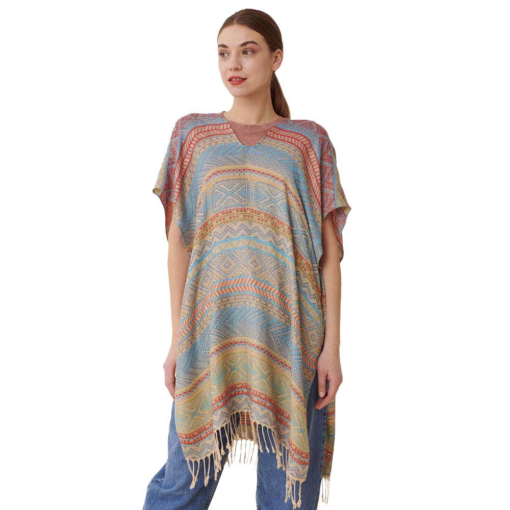 Stripe Tassel Kaftan Poncho