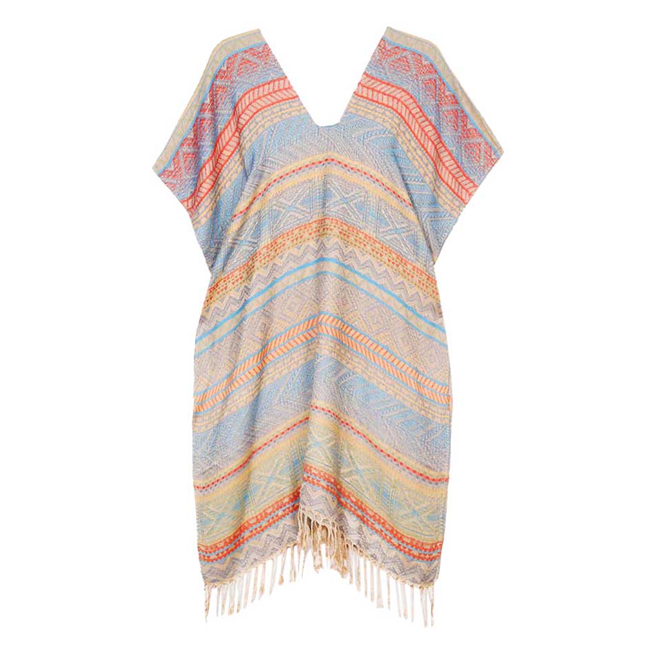 Stripe Tassel Kaftan Poncho