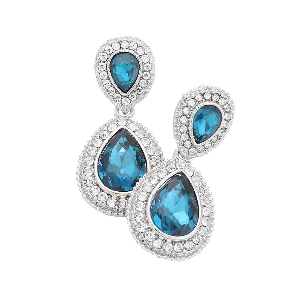 Women's Rhinestone Trim Teardrop Evening Dangle Earrings