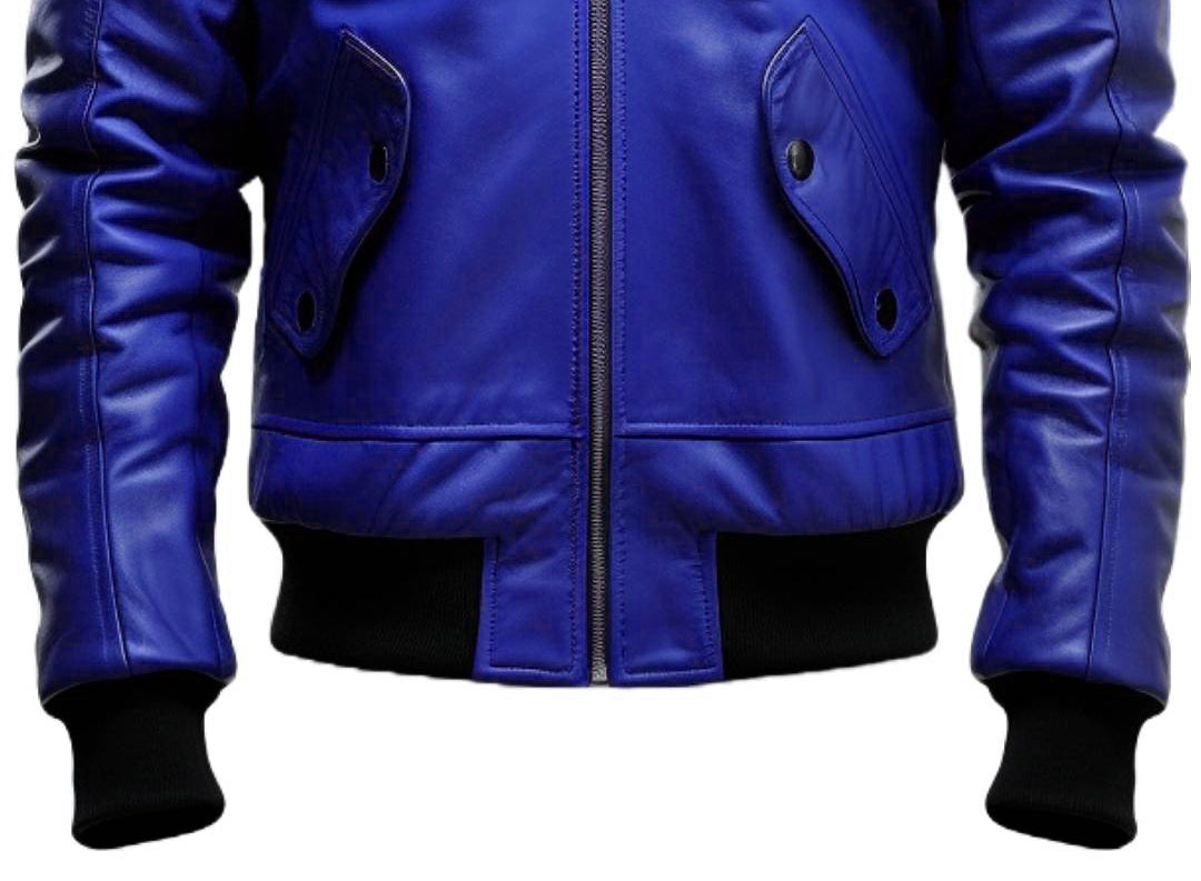 Blue Leather Jacket – Men Blue Faux Leather Jacket