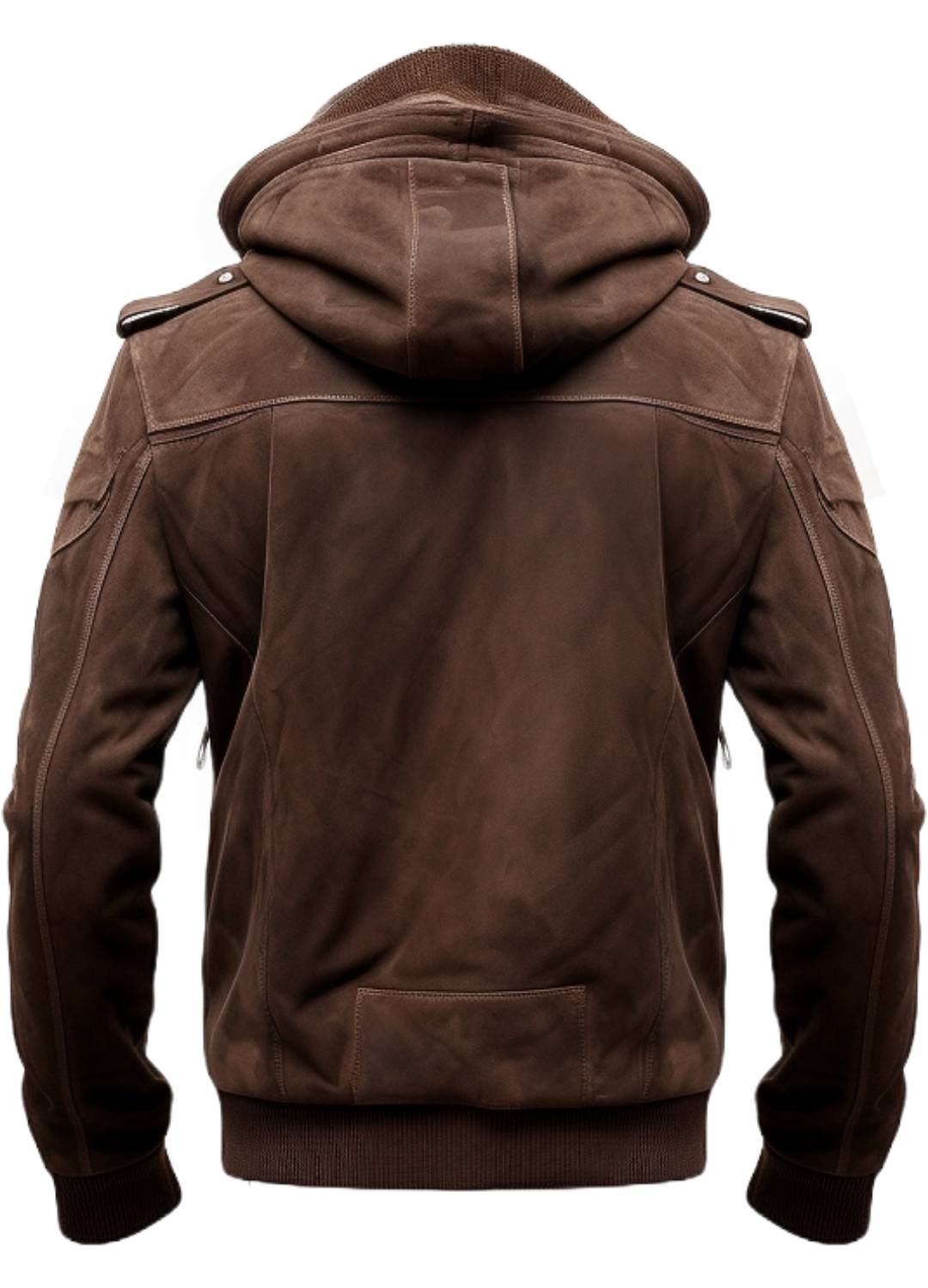 Brown Slim Fit Suede Hooded Leather Jacket