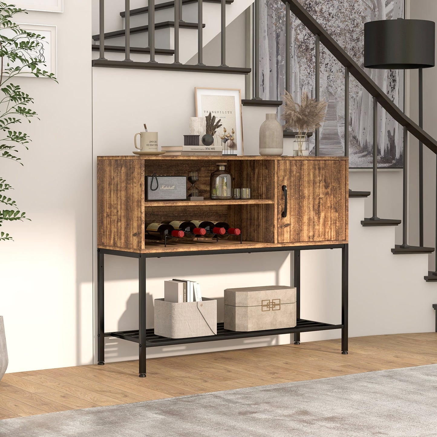 Buffet Sideboard Coffee Bar Cabinet with Power Outlets and USB Ports
