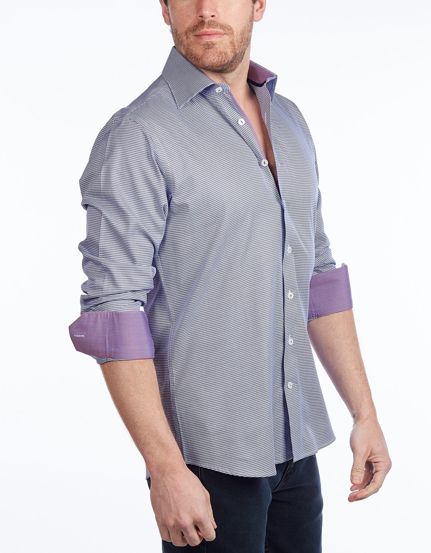 Button-Up Shirt //  - Contemporary Fit - contrast  trimming- final sale - Size Small
