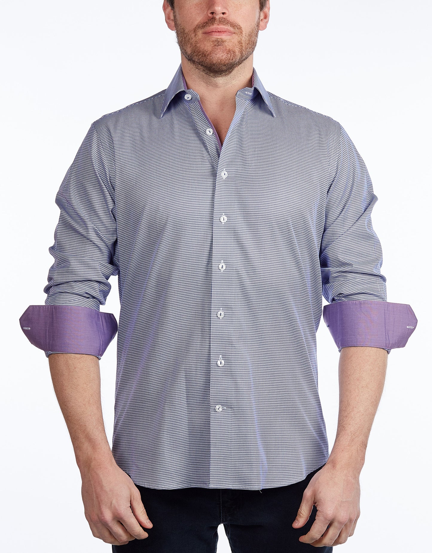 Button-Up Shirt //  - Contemporary Fit - contrast  trimming- final sale - Size Small