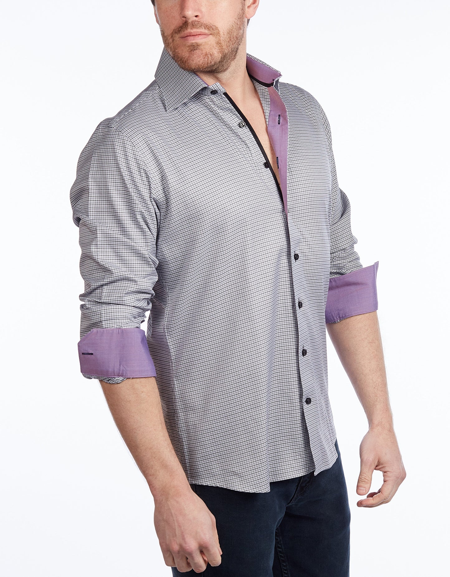 Button-Up Shirt //  - Contemporary Fit - contrast  trimming - final sale - Size Small