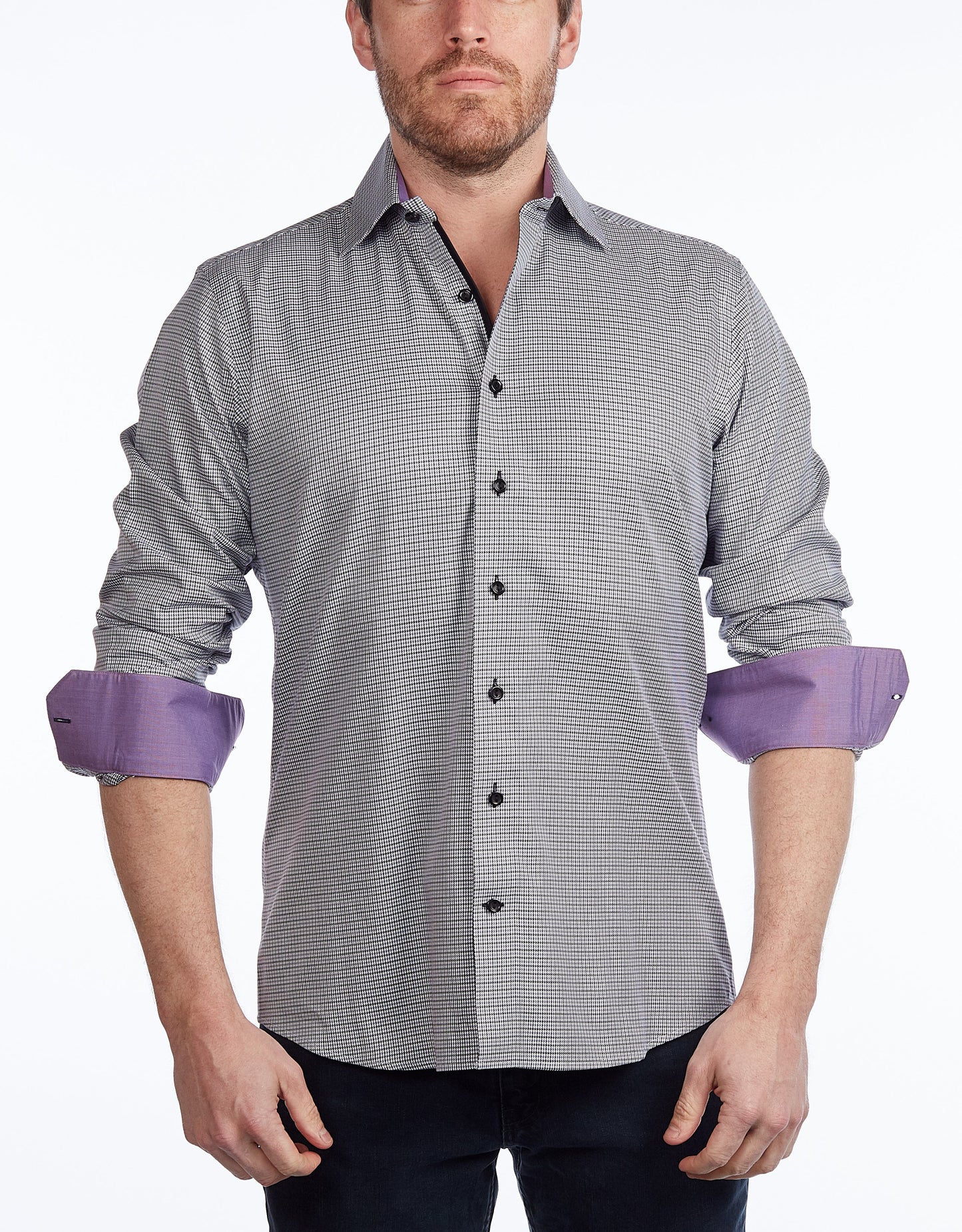 Button-Up Shirt //  - Contemporary Fit - contrast  trimming - final sale - Size Small