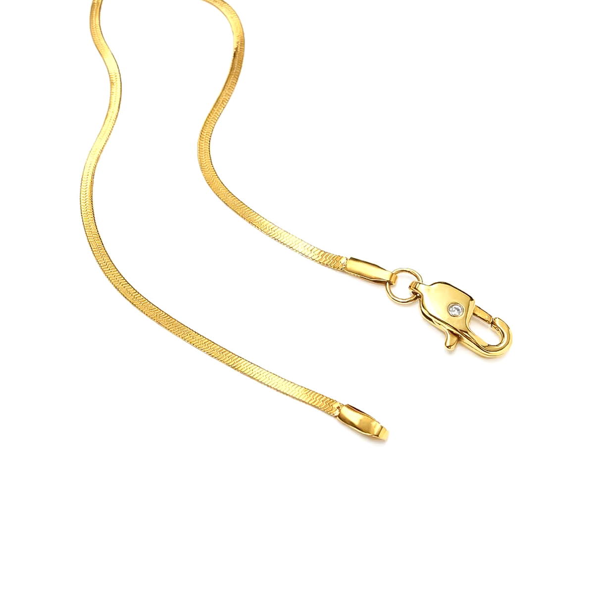 C002G B.Tiff Gold Plated Herringbone Chain Necklace/ 2mm