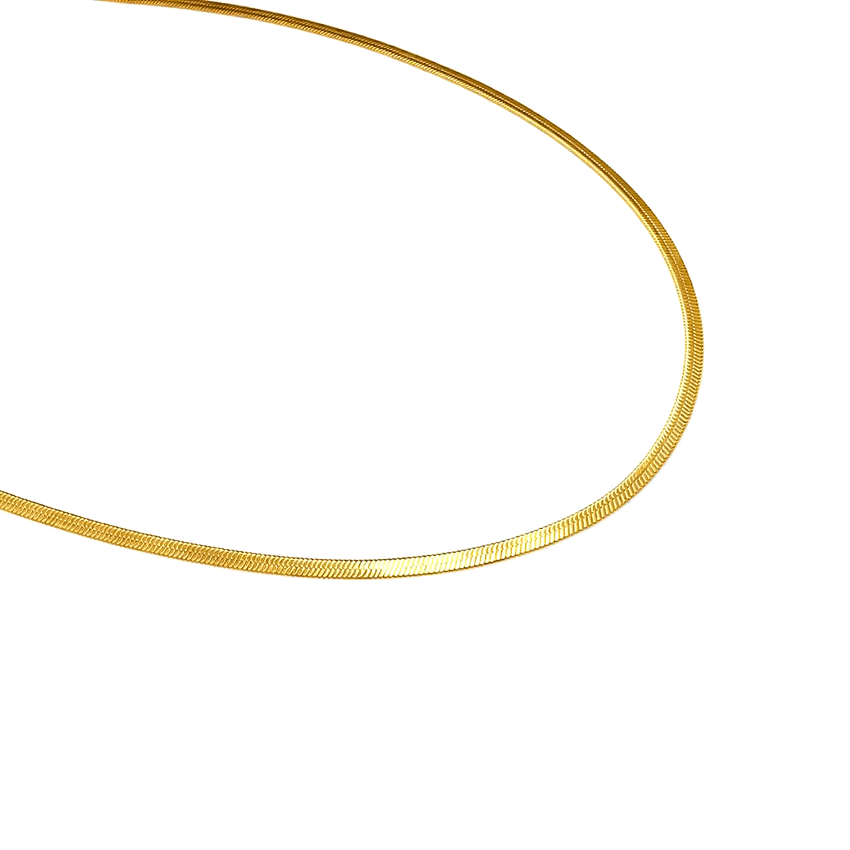 C002G B.Tiff Gold Plated Herringbone Chain Necklace/ 2mm