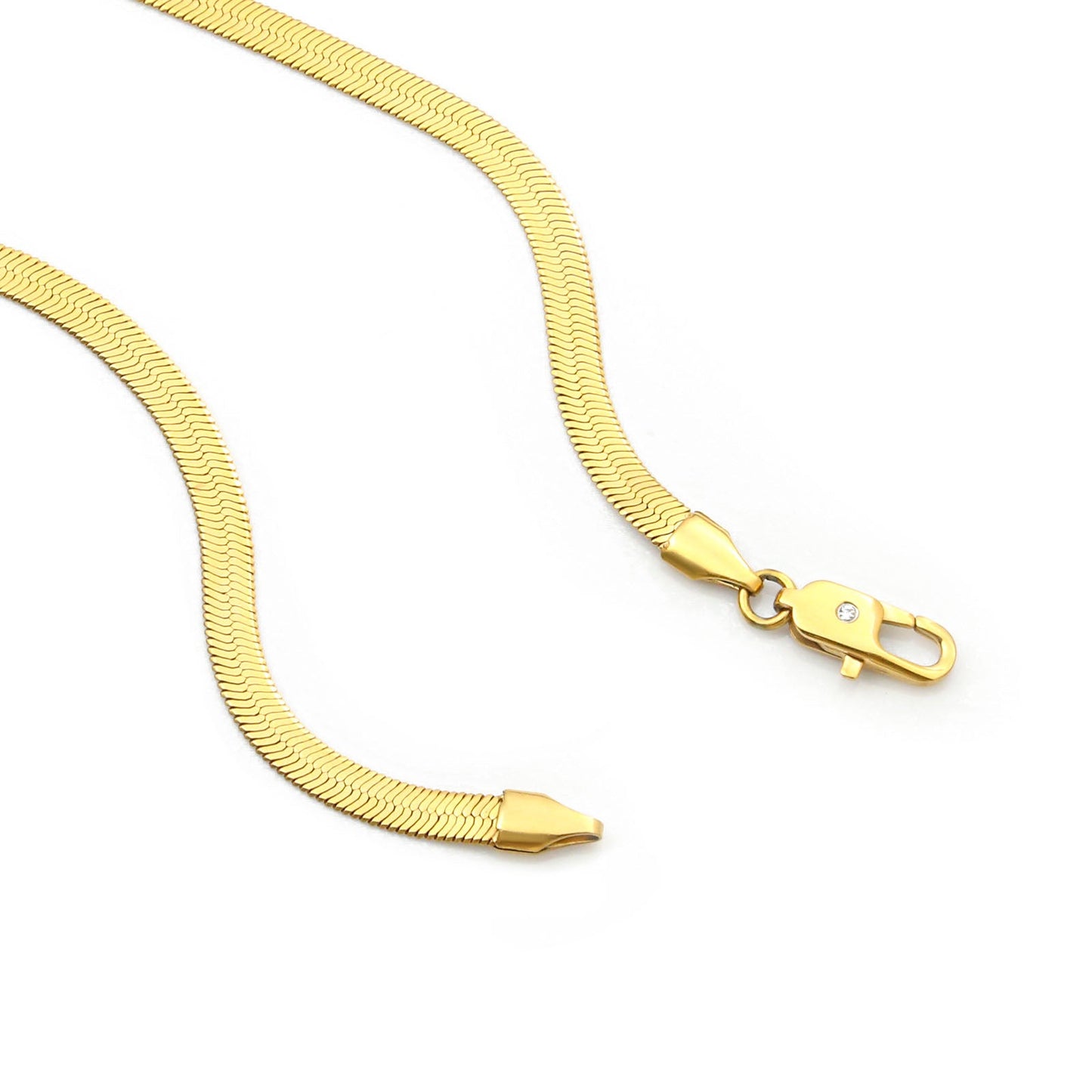 C004G B.Tiff Gold Plated Herringbone Chain Necklace/ 4mm