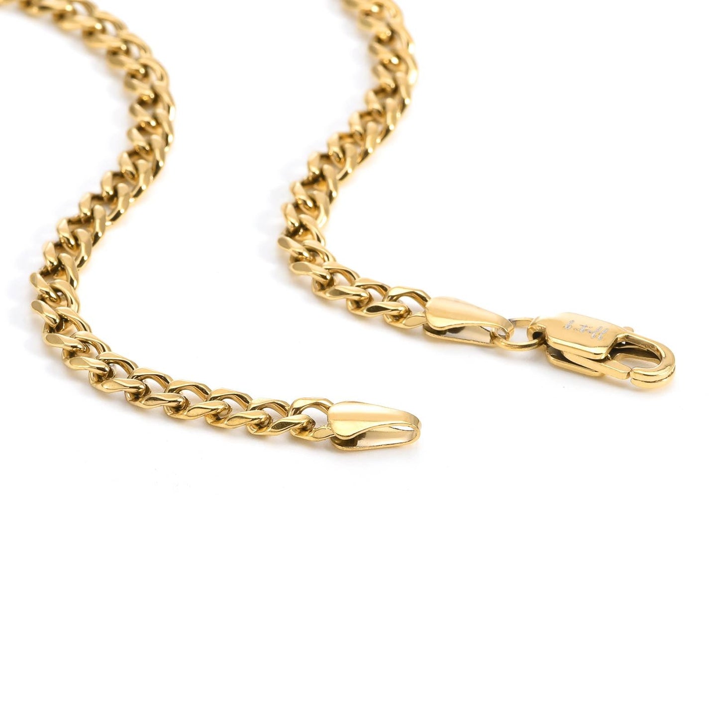 C014G B.Tiff Gold Curb Link Chain Necklace/ 4mm
