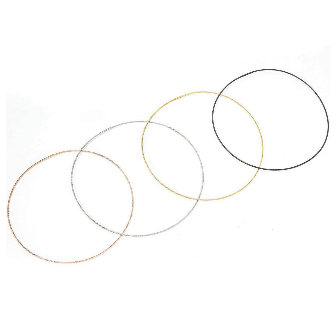 C015G Gold Structured Wire Choker Chain Necklace/ 1.2mm (An exclusive clasp design)