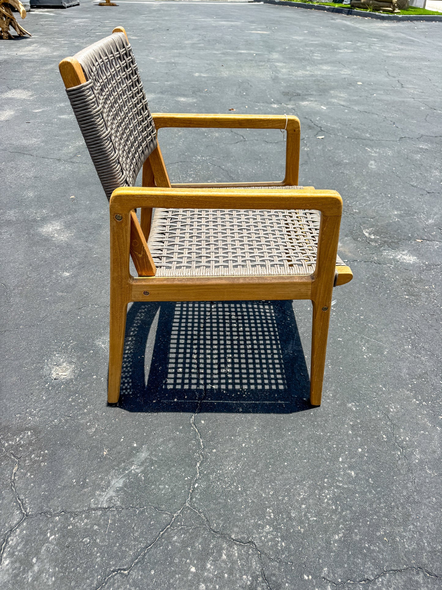 Teak & Synthetic Rope Armchair (Grey)