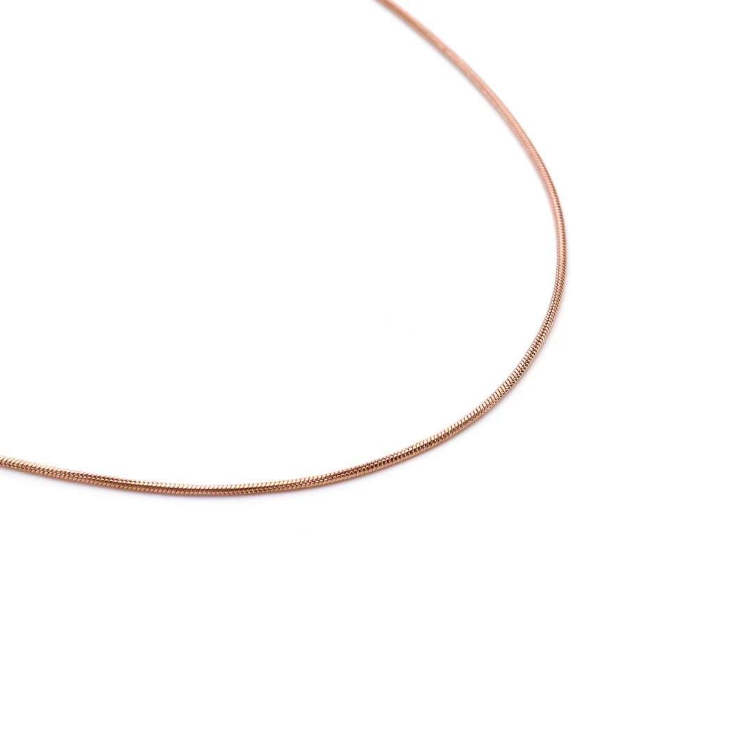C030RG B.Tiff Rose Gold Coil Chain Necklace, 1.2mm/ 1.5mm (An exclusive clasp design)