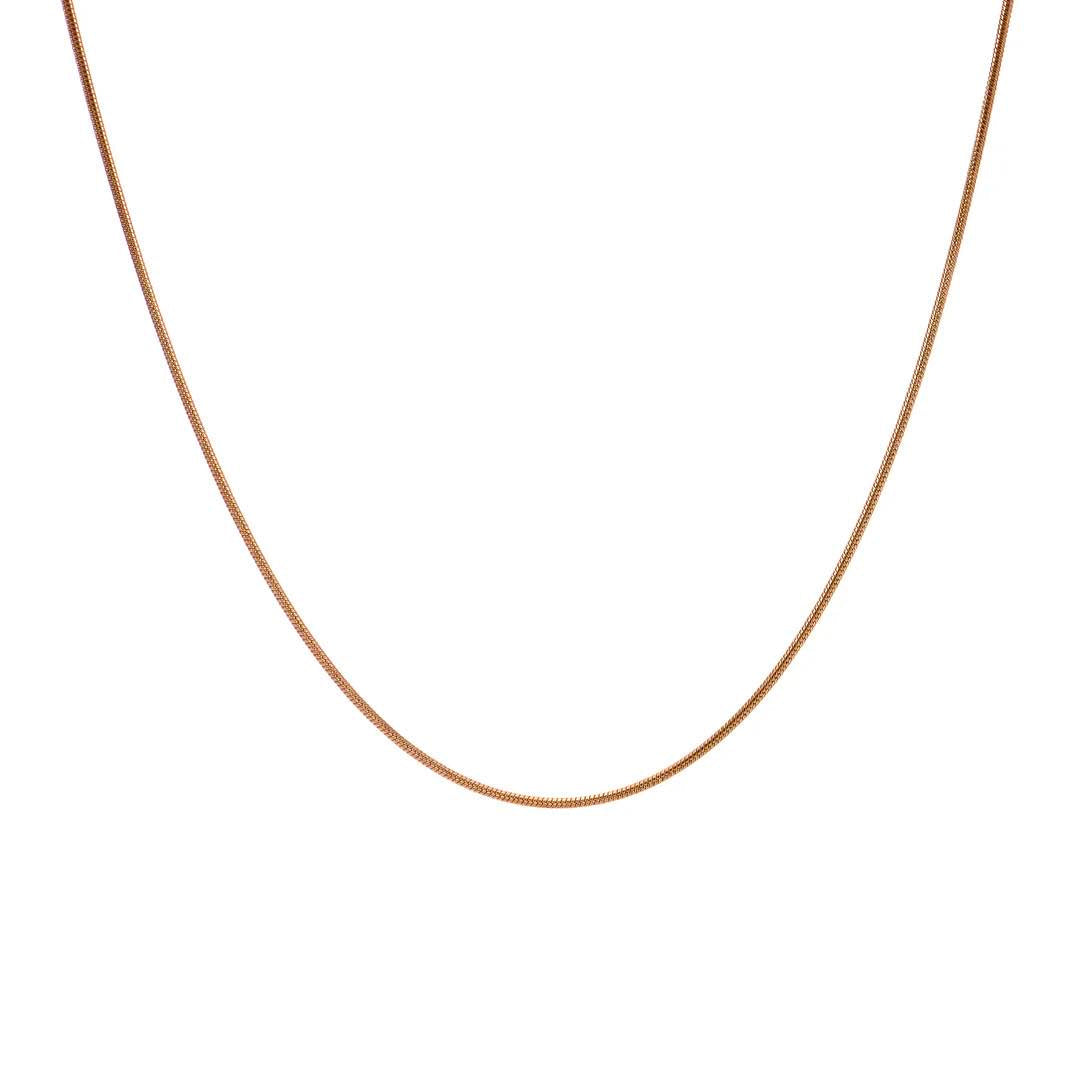 C030RG B.Tiff Rose Gold Coil Chain Necklace, 1.2mm/ 1.5mm (An exclusive clasp design)