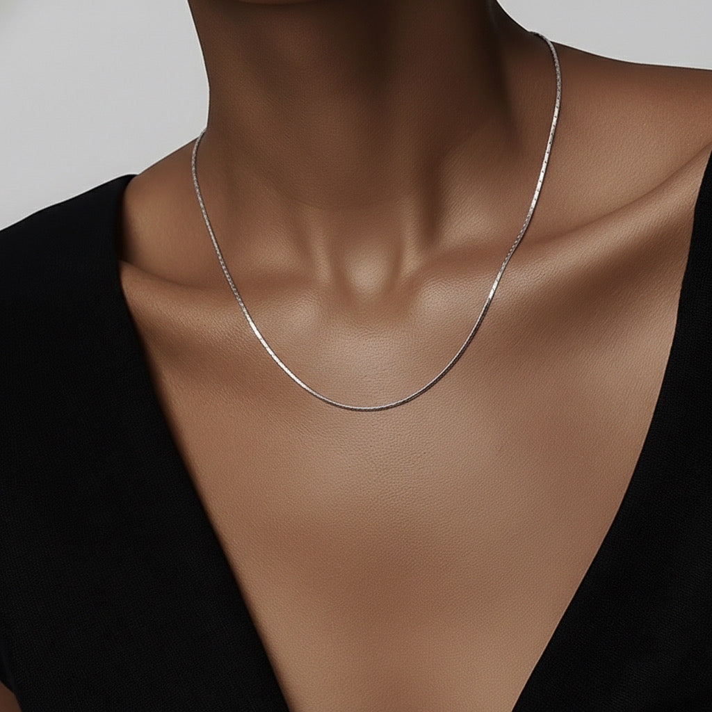 C031W B.Tiff Diamond Cut Chain Necklace/ 1.3mm (An exclusive clasp design)