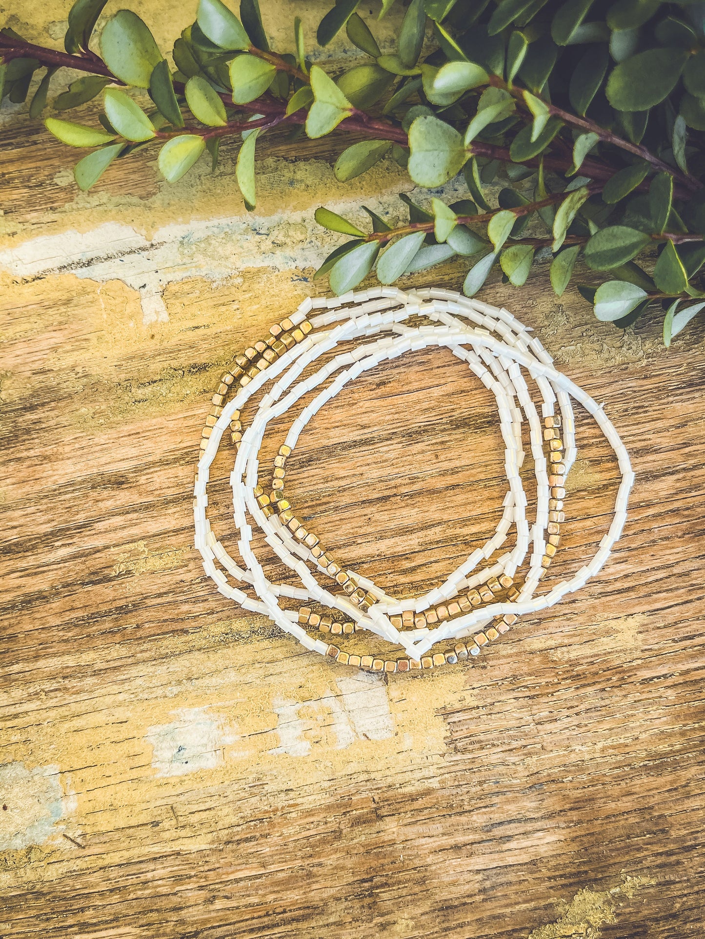 Beautiful White Bead Stacking Bracelet Set