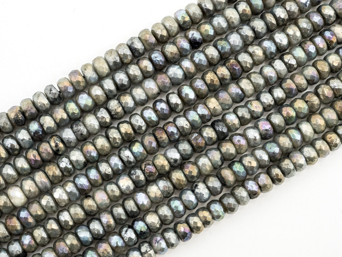 Natural Plated Labradorite beads, 4x6/5x8/6x10/7x12mm Faceted Rondelle Gemstone Beads, Natural labradorite Beads, 15.5inch strand, SKU#U184
