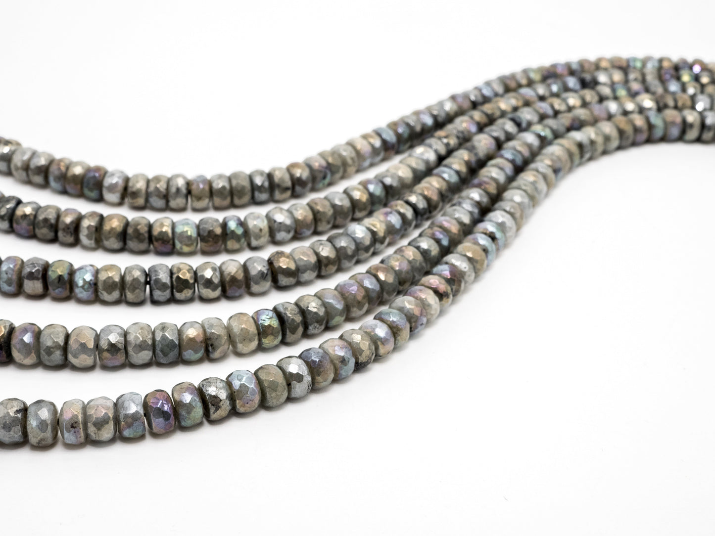 Natural Plated Labradorite beads, 4x6/5x8/6x10/7x12mm Faceted Rondelle Gemstone Beads, Natural labradorite Beads, 15.5inch strand, SKU#U184