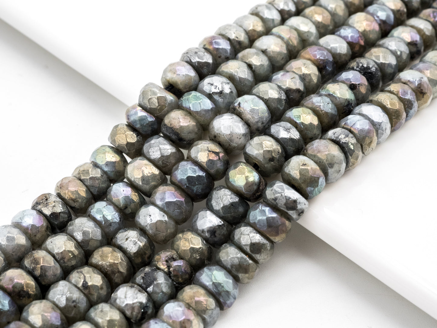 Natural Plated Labradorite beads, 4x6/5x8/6x10/7x12mm Faceted Rondelle Gemstone Beads, Natural labradorite Beads, 15.5inch strand, SKU#U184