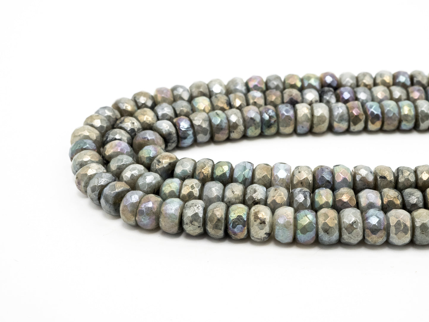 Natural Plated Labradorite beads, 4x6/5x8/6x10/7x12mm Faceted Rondelle Gemstone Beads, Natural labradorite Beads, 15.5inch strand, SKU#U184