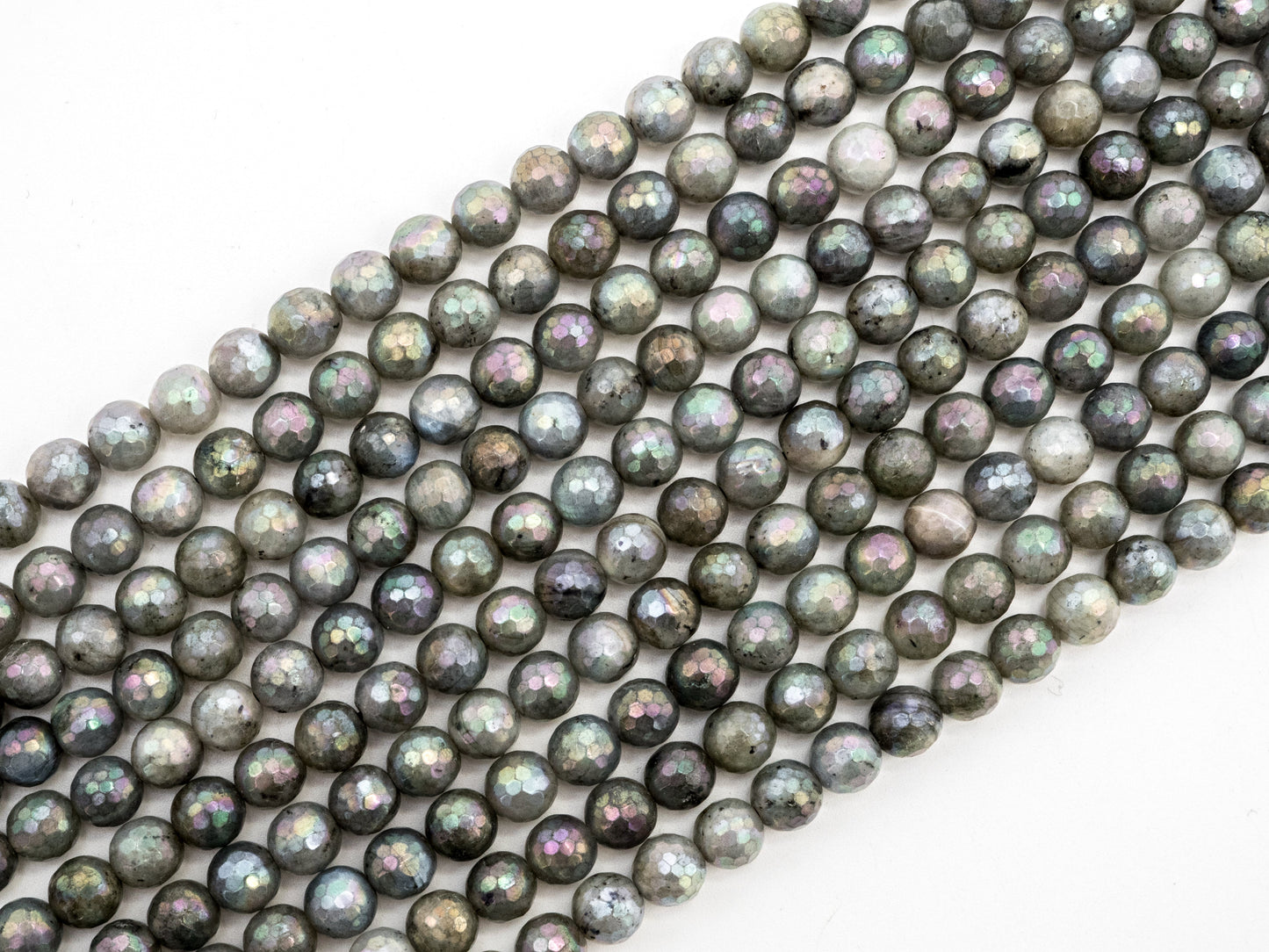 Quality Natural plated Labradorite Faceted Round Beads, 4mm/10mm/12mm Round Faceted Labradorite Gemstone Beads,15.5" Full Strand,SKU#U185
