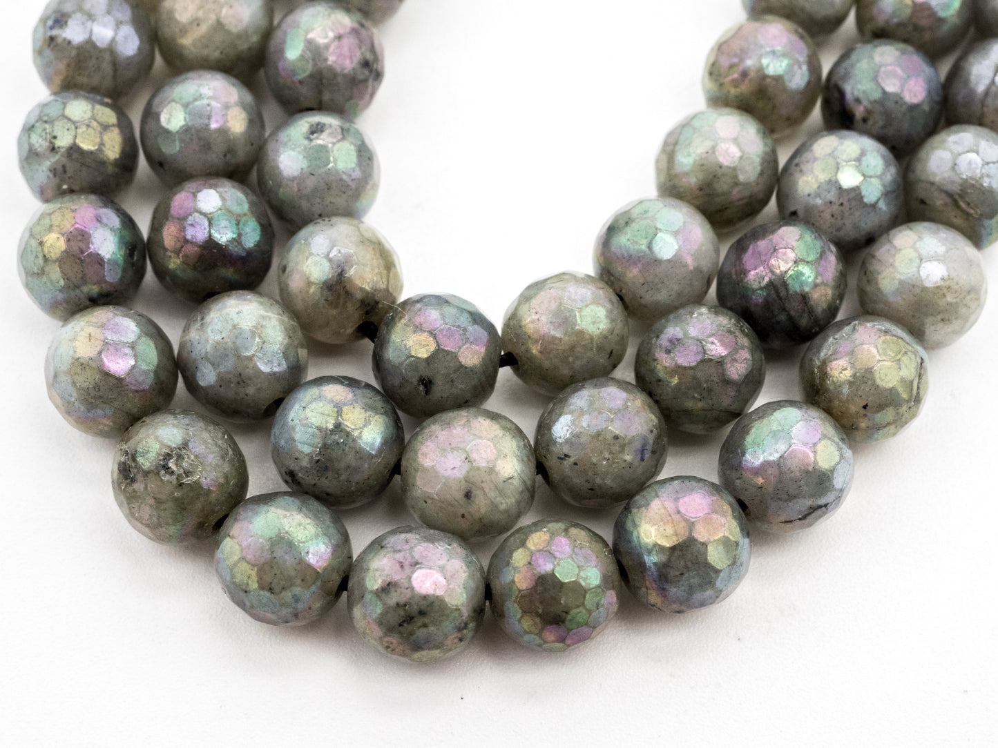 Quality Natural plated Labradorite Faceted Round Beads, 4mm/10mm/12mm Round Faceted Labradorite Gemstone Beads,15.5" Full Strand,SKU#U185