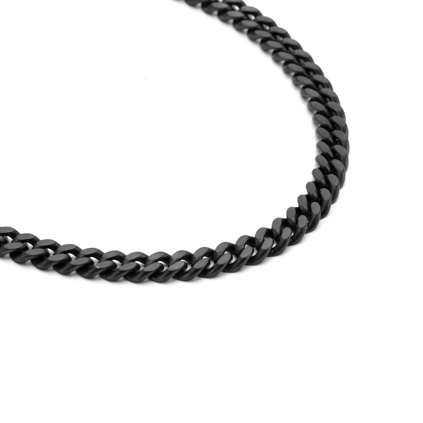 C138B B.Tiff Black Flat Cuban Link Necklace/ 8mm