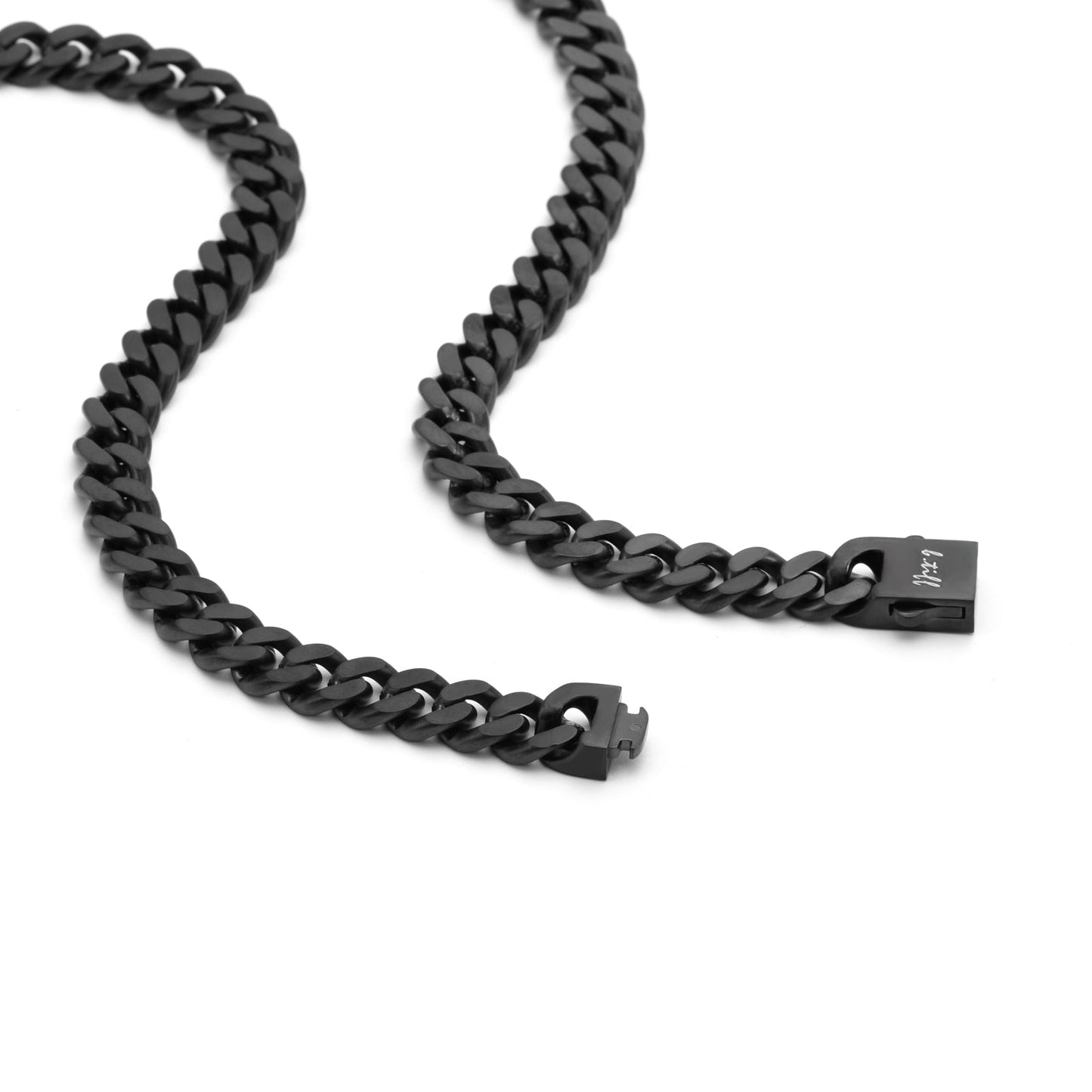 C138B B.Tiff Black Flat Cuban Link Necklace/ 8mm