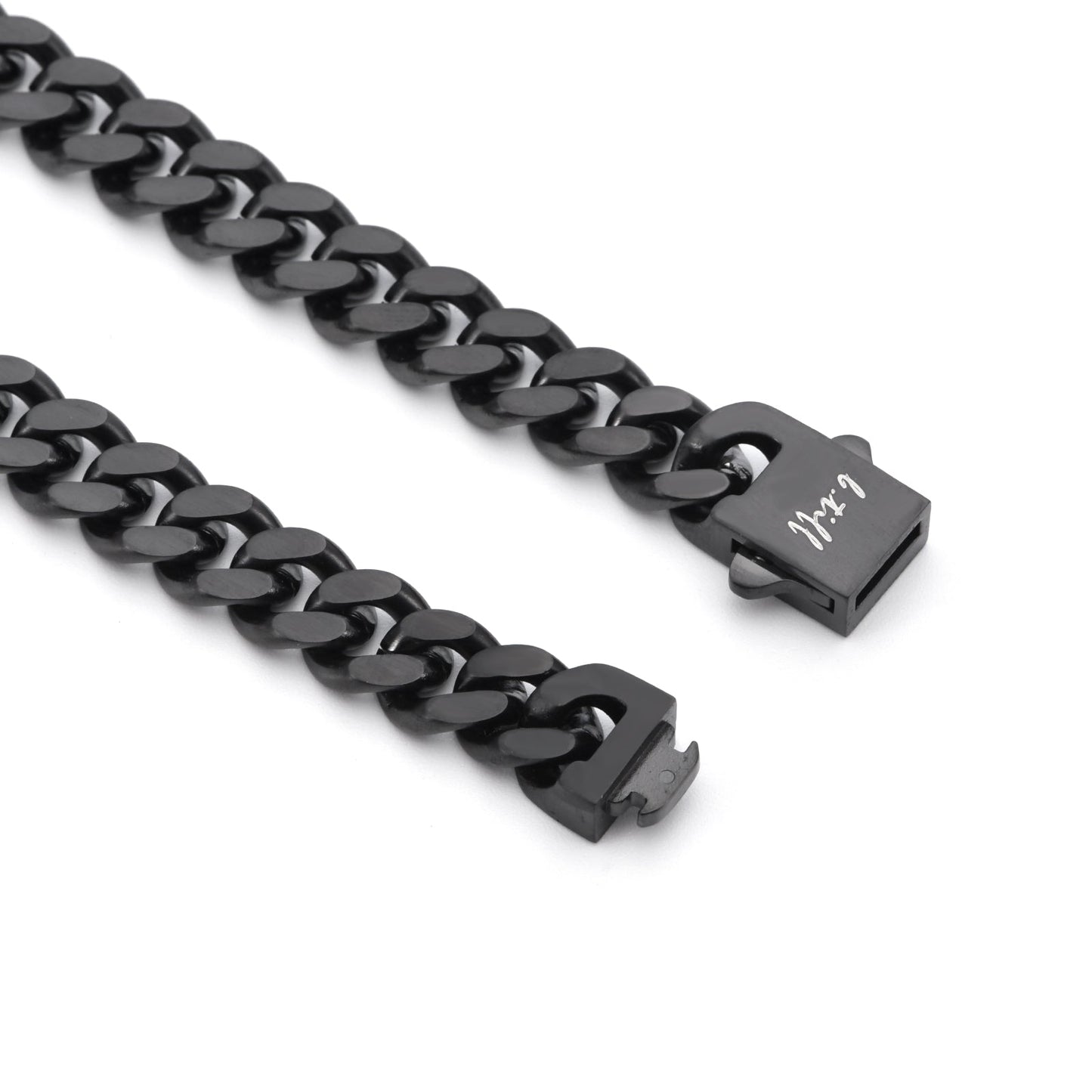 C138B B.Tiff Black Flat Cuban Link Necklace/ 8mm