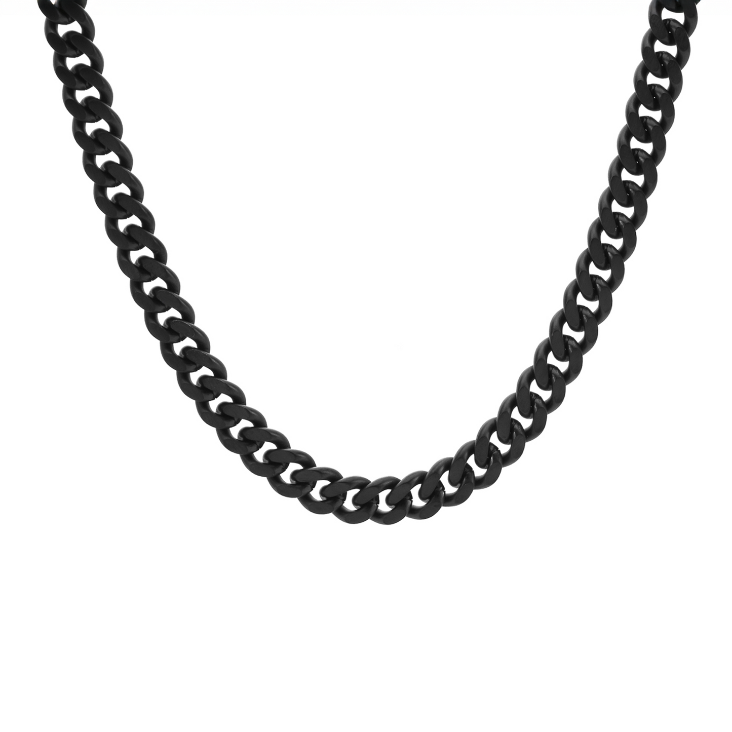 C138B B.Tiff Black Flat Cuban Link Necklace/ 8mm
