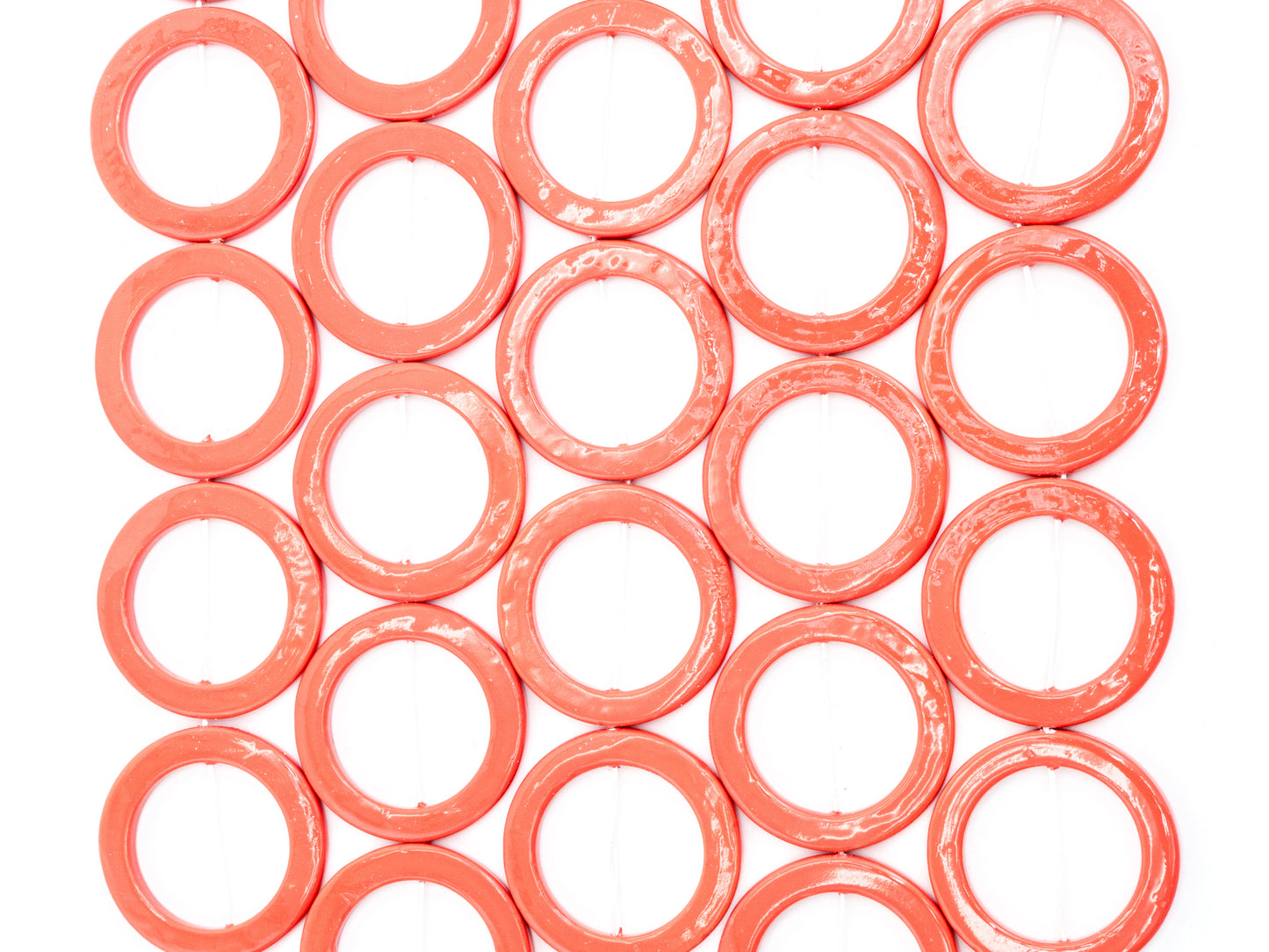 40mm Natural Mother of Pearl Beads, Coral Color O Ring Gemstone Beads, Pearl Shell Beads, 15inch full strand, SKU#U190