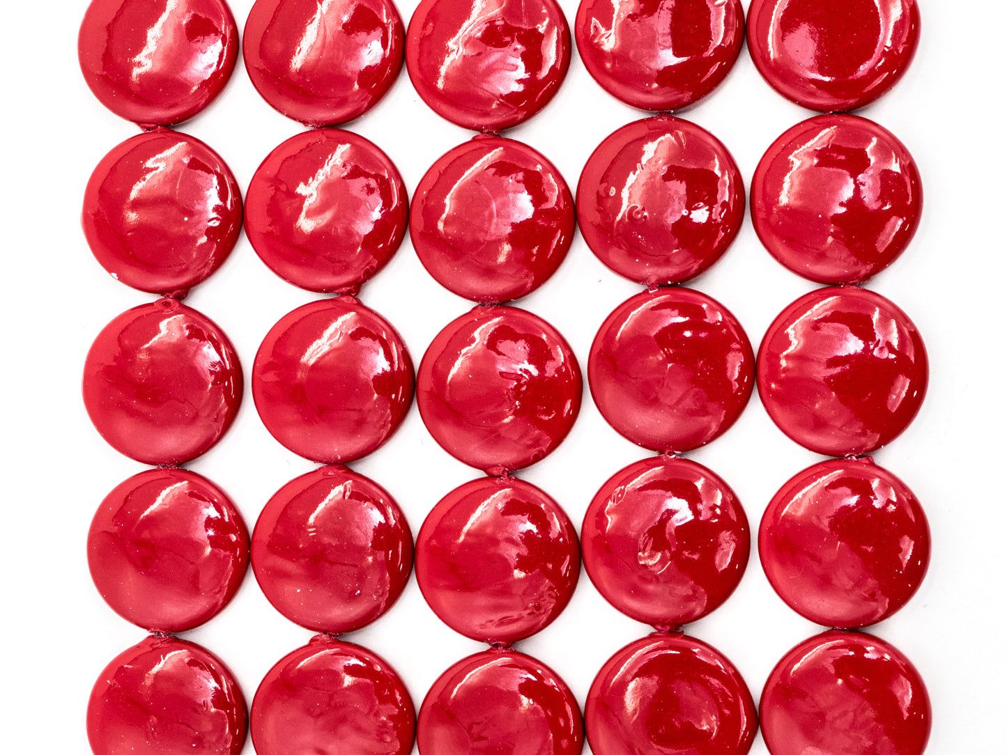 20mm/25mm Natural Mother of Pearl Beads, Red Flat Coin Smooth Gemstone Beads, Red Pearl Shell 15'' full strand, SKU#U187