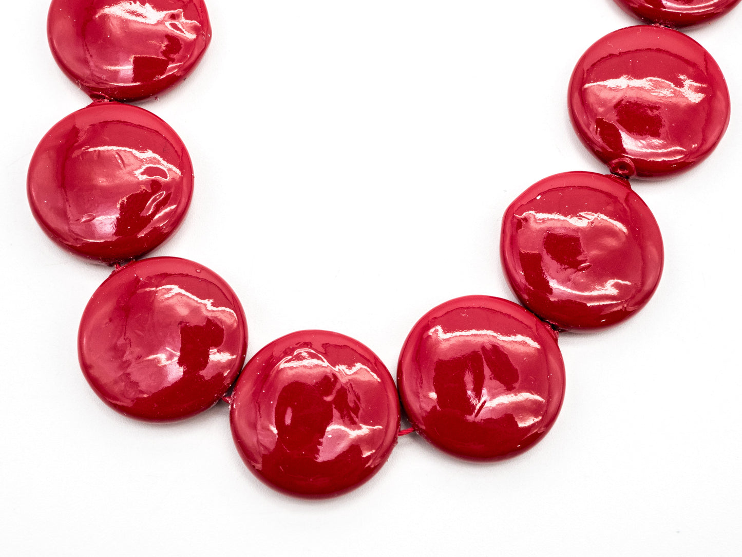 20mm/25mm Natural Mother of Pearl Beads, Red Flat Coin Smooth Gemstone Beads, Red Pearl Shell 15'' full strand, SKU#U187