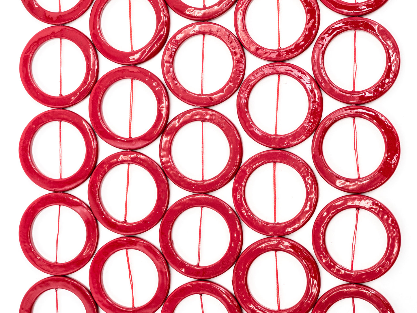 40mm Natural Mother of Pearl Beads, Red Round O Ring Smooth Gemstone Beads, Red Pearl Shell 15inch full strand, SKU#U189