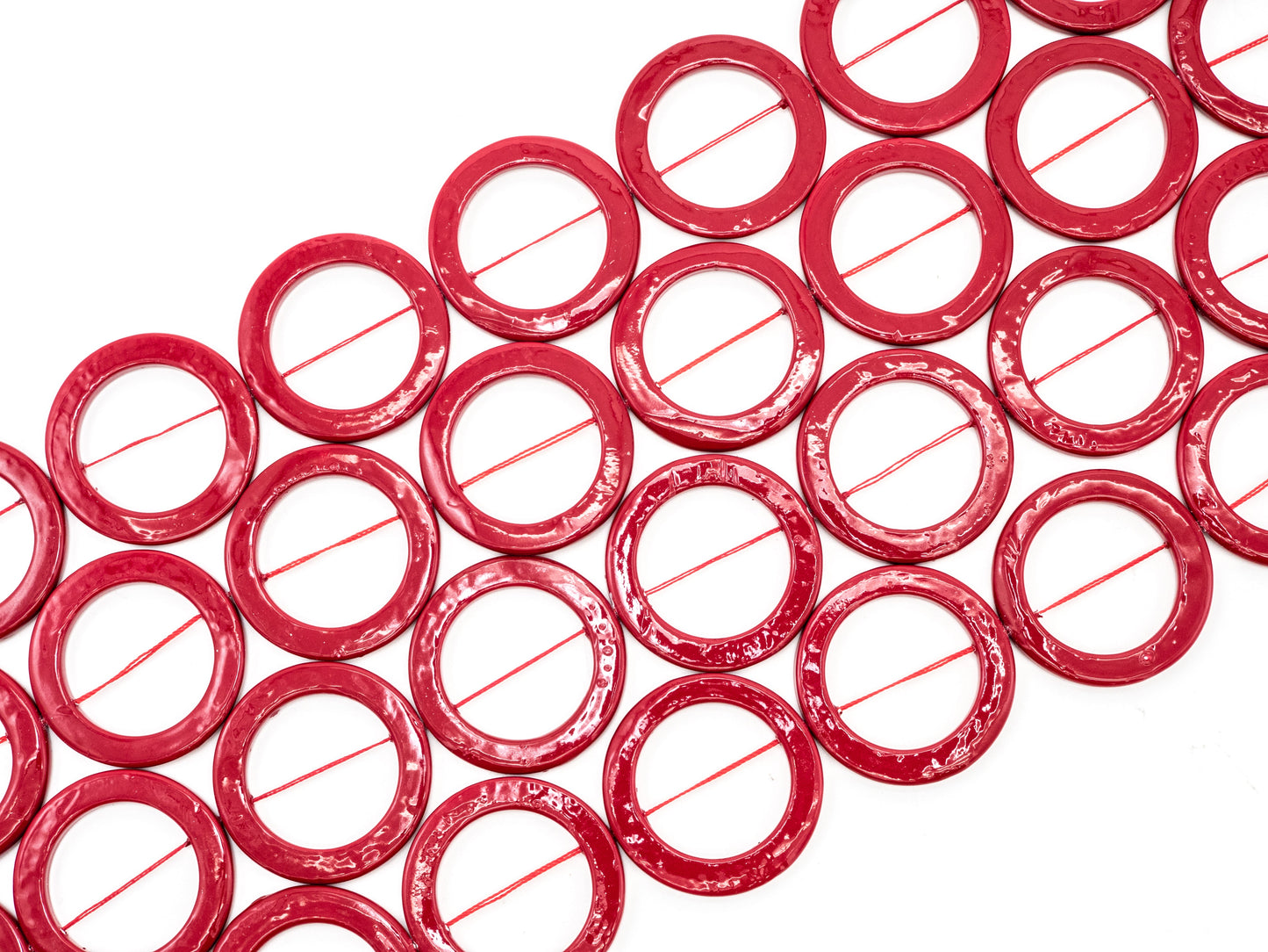 40mm Natural Mother of Pearl Beads, Red Round O Ring Smooth Gemstone Beads, Red Pearl Shell 15inch full strand, SKU#U189