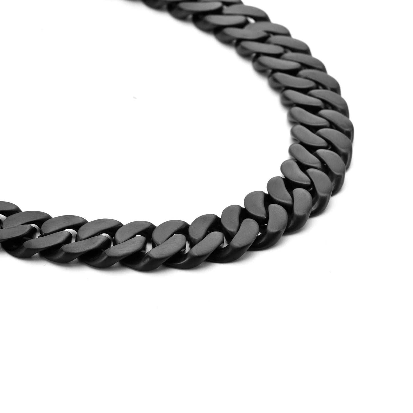 C160B B.Tiff Black Flat Cuban Link Necklace/ 16mm