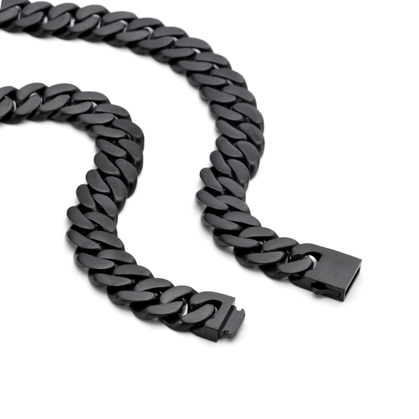 C160B B.Tiff Black Flat Cuban Link Necklace/ 16mm