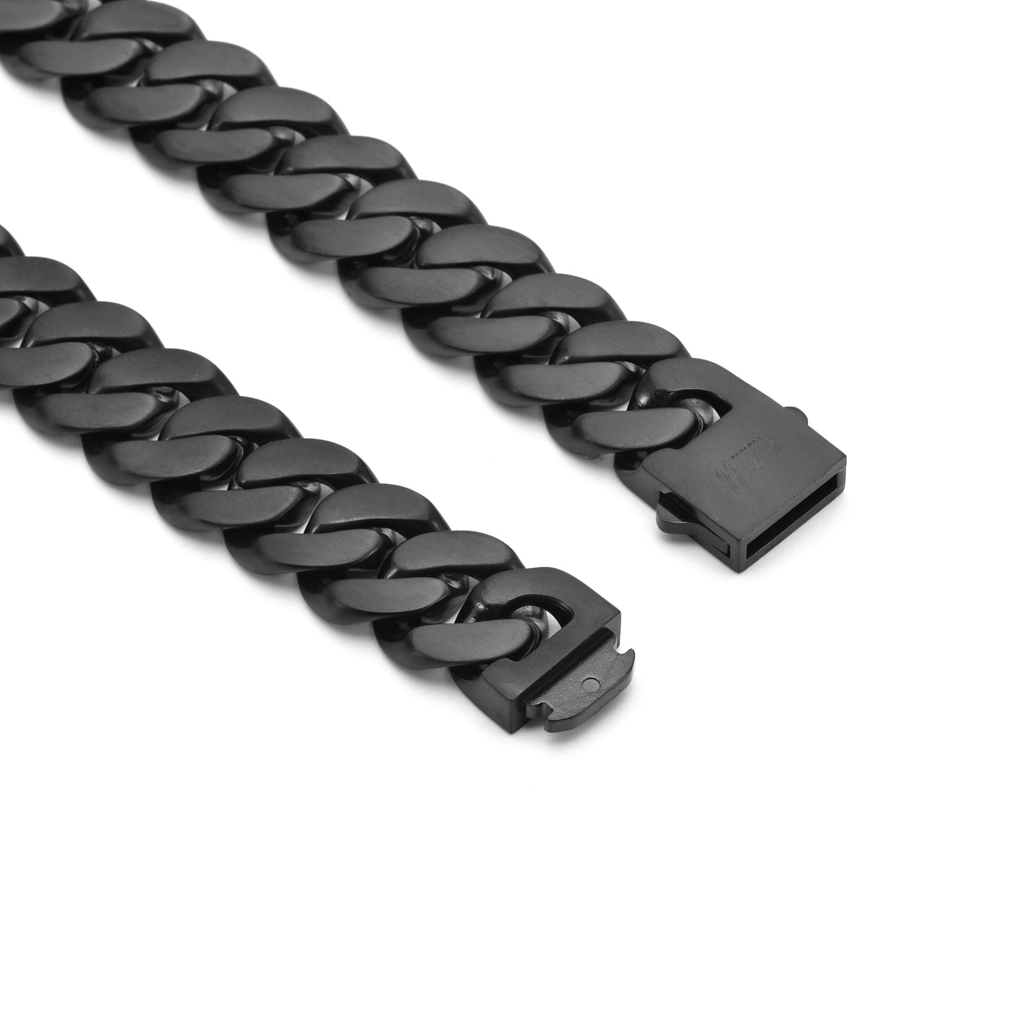 C160B B.Tiff Black Flat Cuban Link Necklace/ 16mm