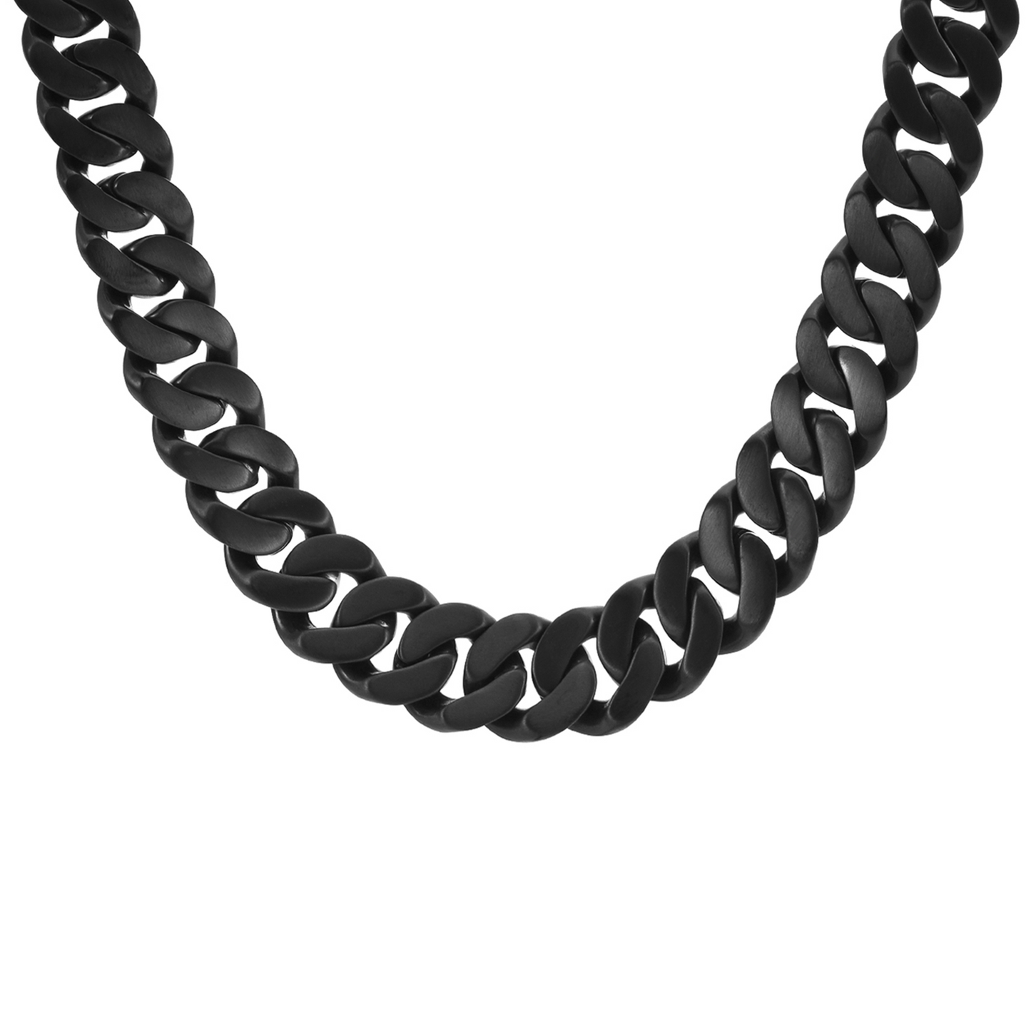 C160B B.Tiff Black Flat Cuban Link Necklace/ 16mm