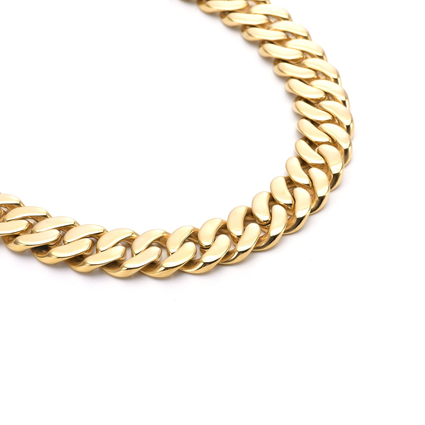 C160G B.Tiff Gold Plated Flat Cuban Link Necklace/ 16mm