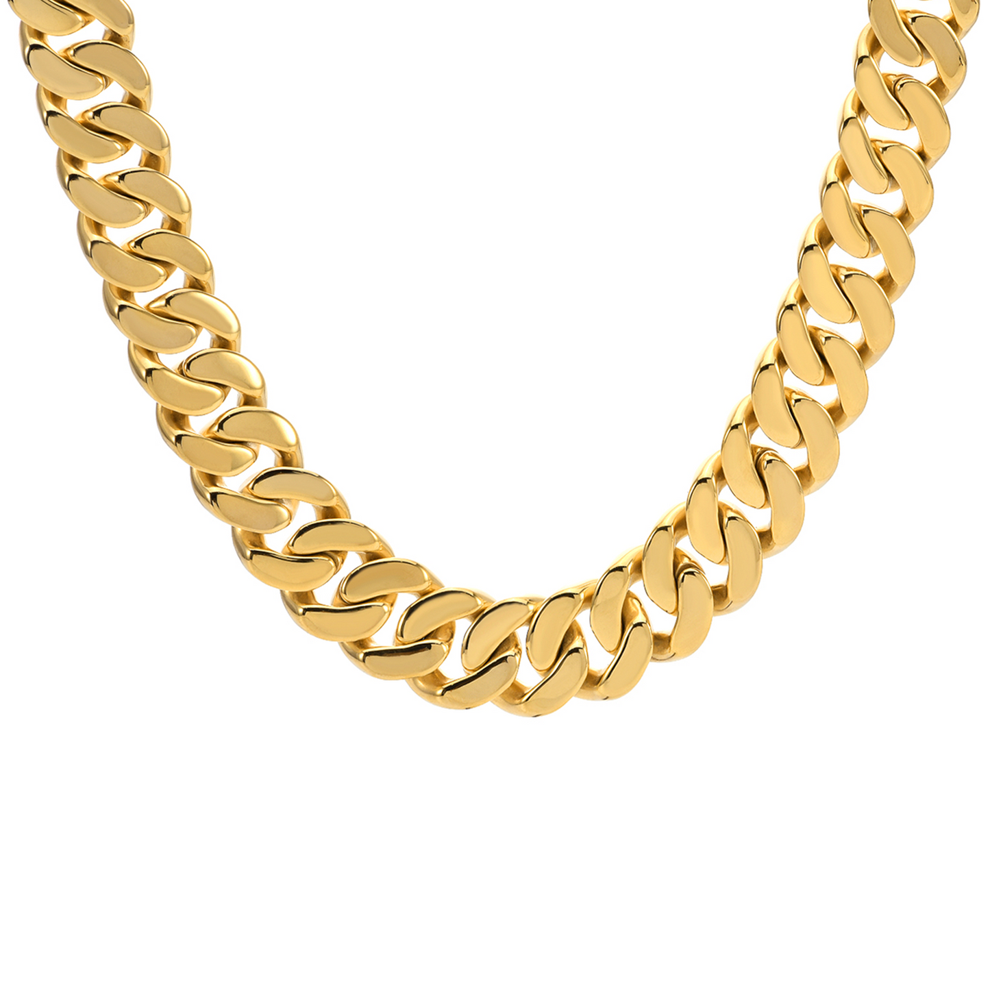 C160G B.Tiff Gold Plated Flat Cuban Link Necklace/ 16mm