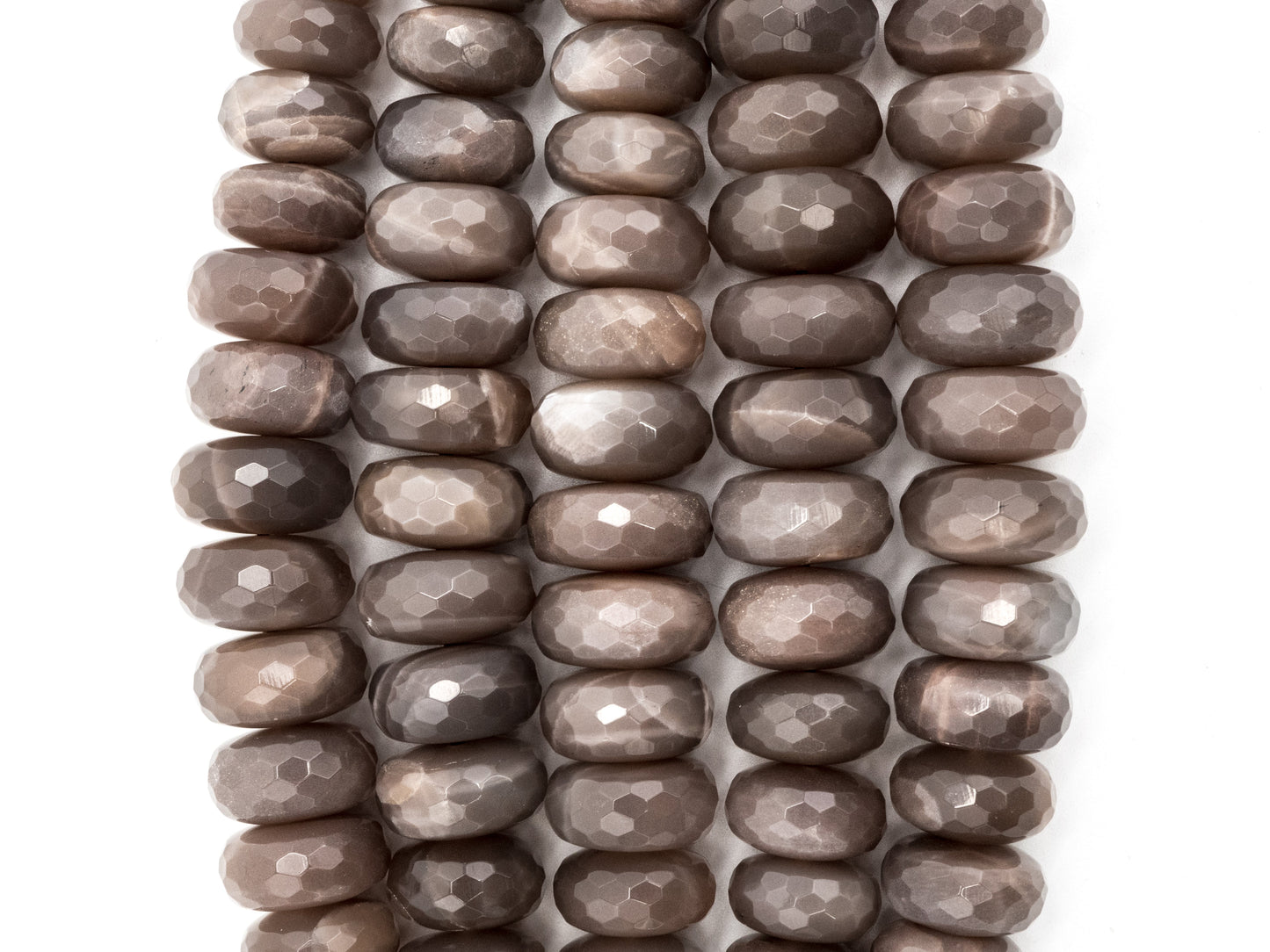 8-18mm Quality Natural Smoky Moonstone Graduated,Faceted/Smooth Rondelle Gemstone Beads, Smoky Color Beads, 15.5inch strand, SKU#U208