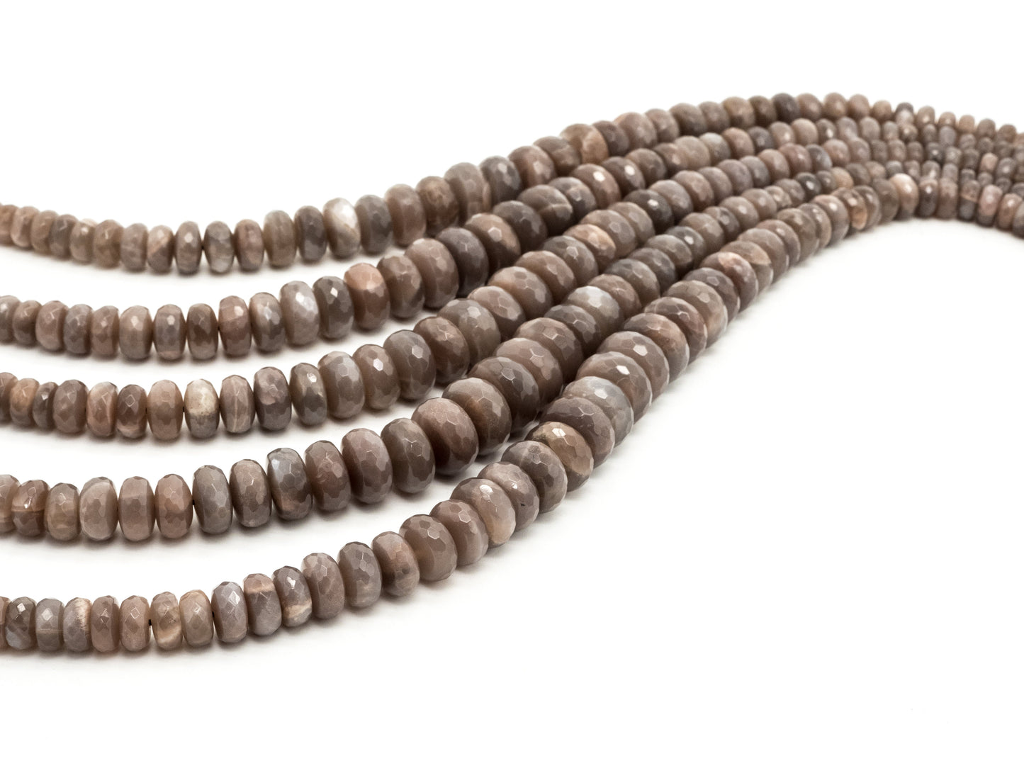 8-18mm Quality Natural Smoky Moonstone Graduated,Faceted/Smooth Rondelle Gemstone Beads, Smoky Color Beads, 15.5inch strand, SKU#U208